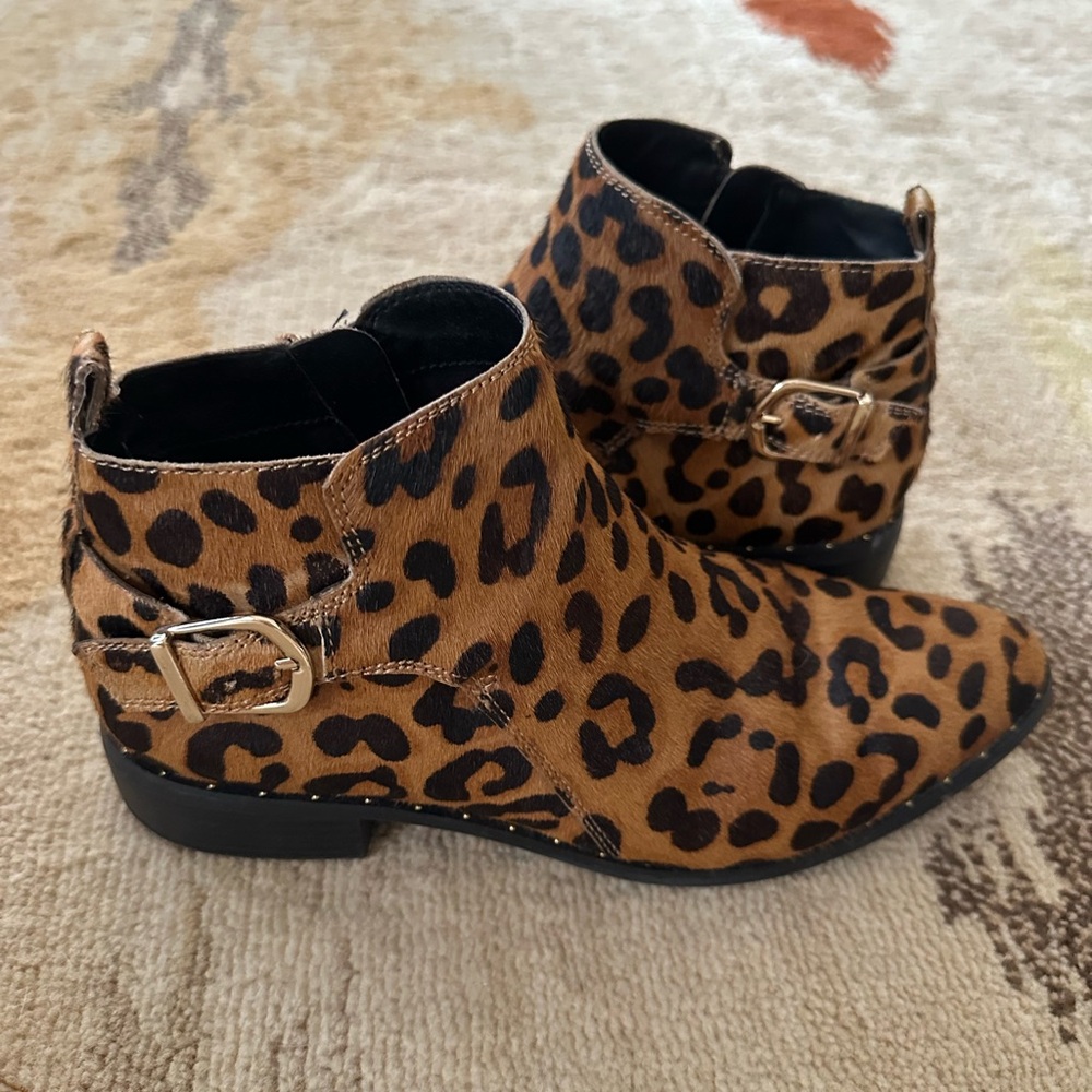 WOW EXCELLENT STEVEN BY STEVE MADDEN LEOPARD PRINT ANKLE BOOTS SHOES 8 - Picture 7 of 10